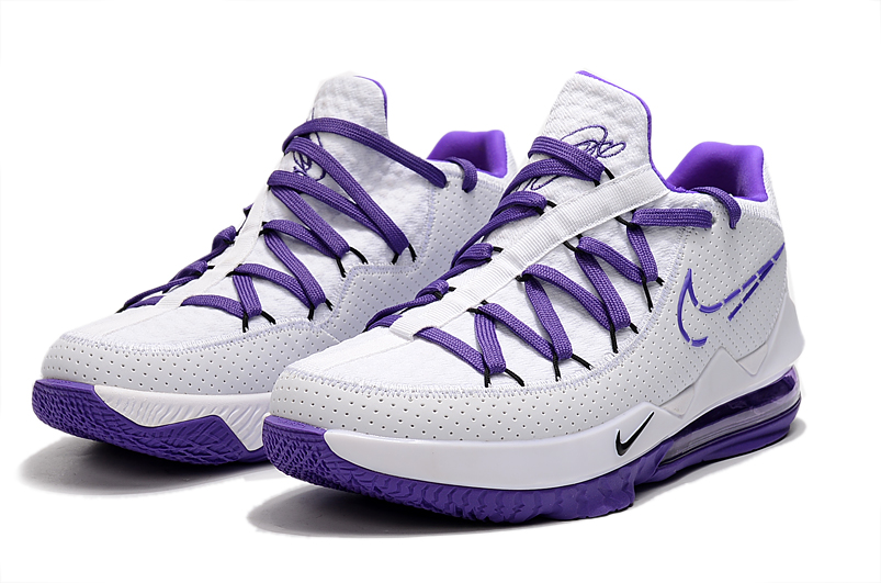 2020 Nike LeBron 17 Low White Purple Basketball Shoes - Click Image to Close